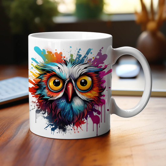 Színes bagoly bögre